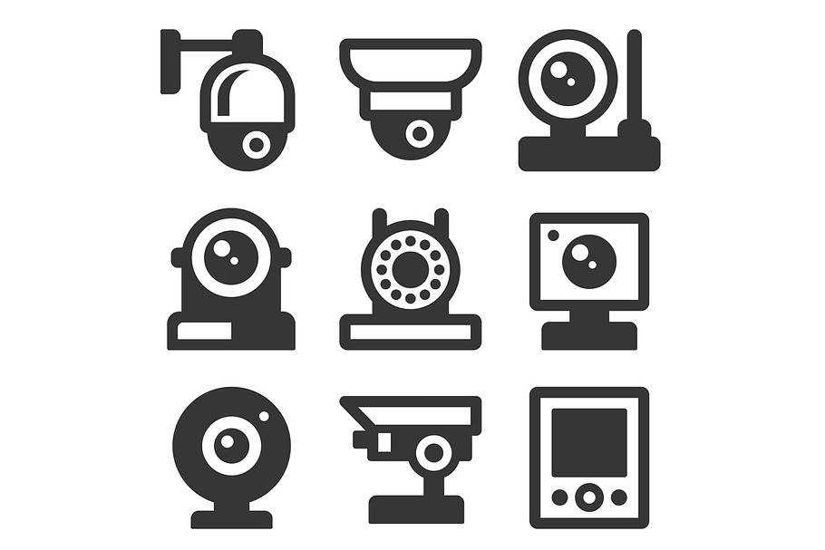 Security IP Camera Icons Set