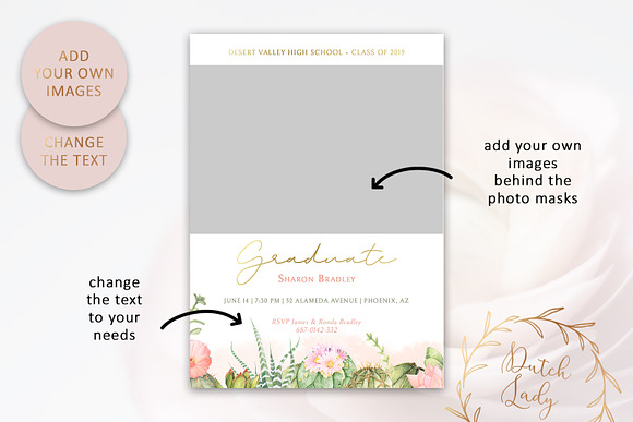 PSD Graduation Announcement Card #7 in Card Templates - product preview 1