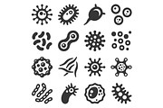 Bacteria, Microbes and Viruses Icons