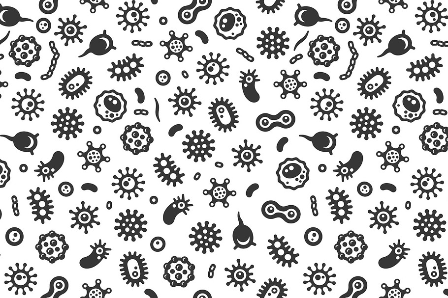 Bacteria and Virus Microbe Seamless in Patterns - product preview 8