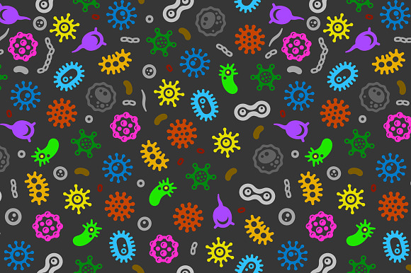 Bacteria and Virus Microbe Seamless in Patterns - product preview 2