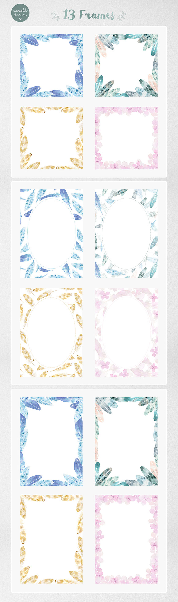 Watercolor Feathers: Patterns+Frames in Patterns - product preview 3