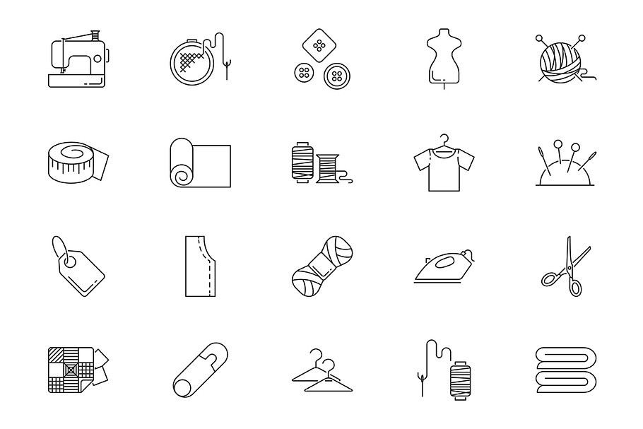 Sewing icons set in Icons - product preview 8