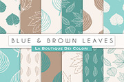 Blue & Brown Leaves Digital Paper