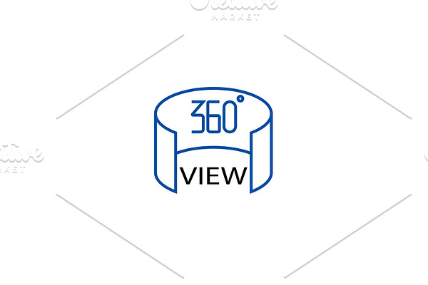 360 view line icon concept. 360 view