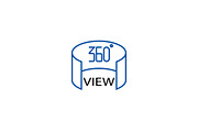 360 view line icon concept. 360 view