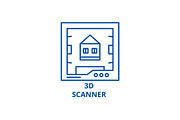3d scanner line icon concept. 3d
