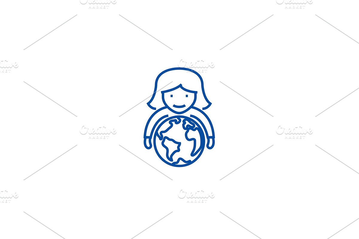 Abilities,woman with globe in hands in Illustrations - product preview 8
