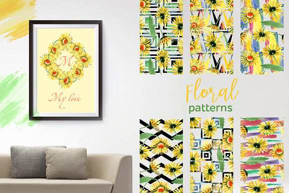 Yellow daisy Watercolor png in Illustrations - product preview 2