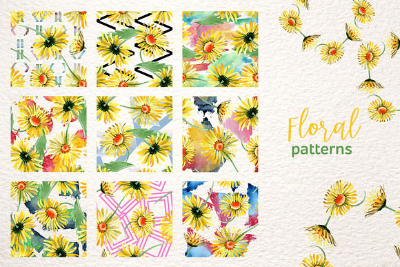 Yellow daisy Watercolor png in Illustrations - product preview 3
