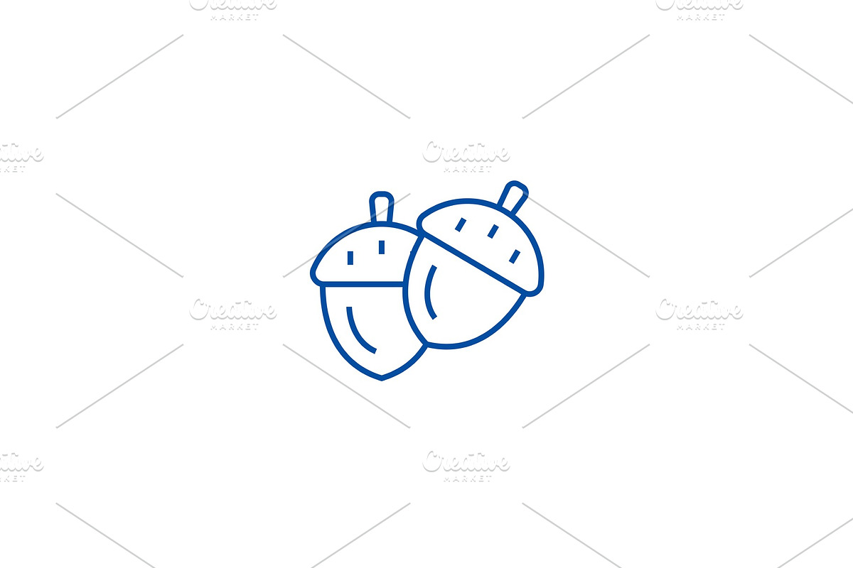 Acorn line icon concept. Acorn flat in Illustrations - product preview 8