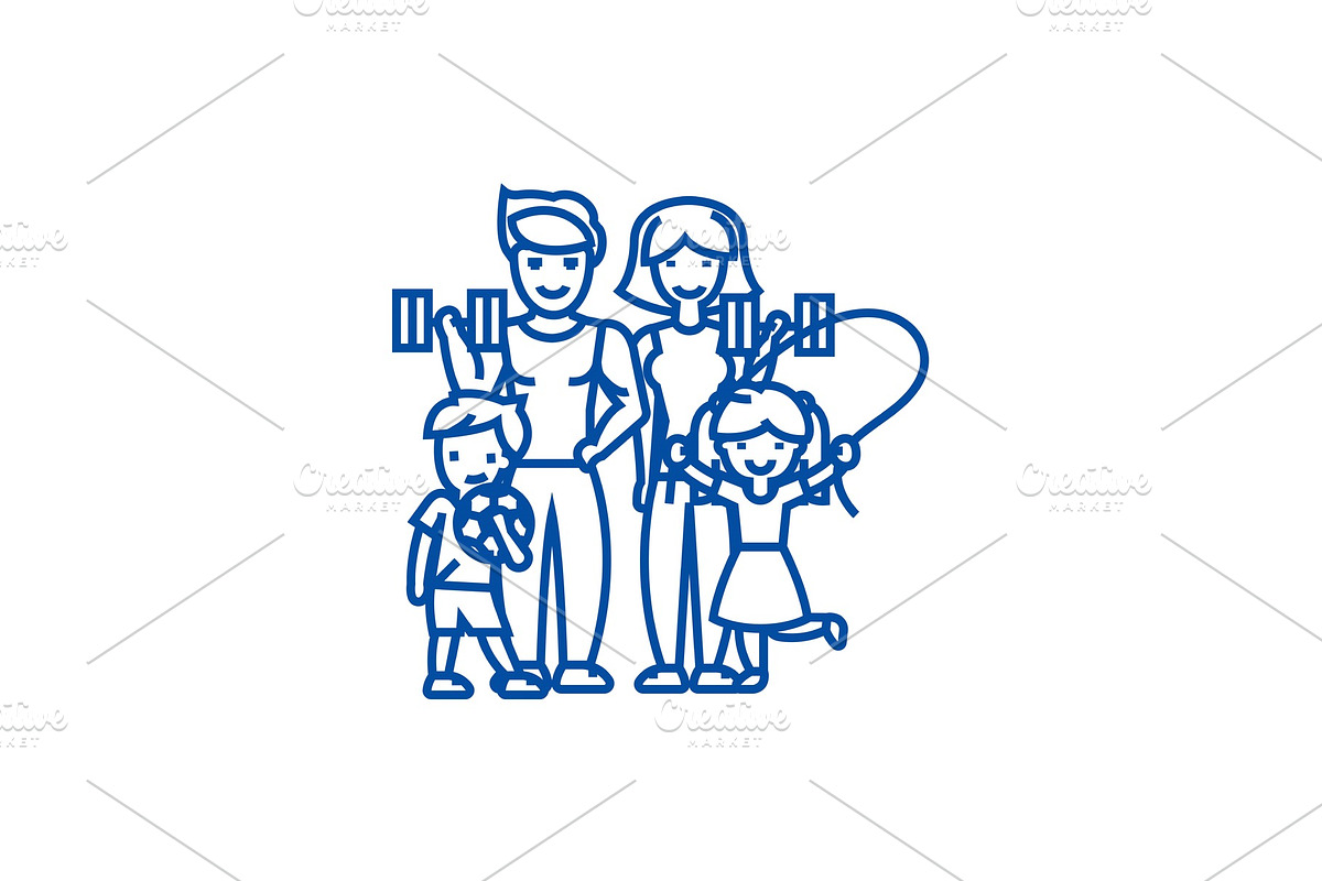 Active happy family in sport gym in Illustrations - product preview 8