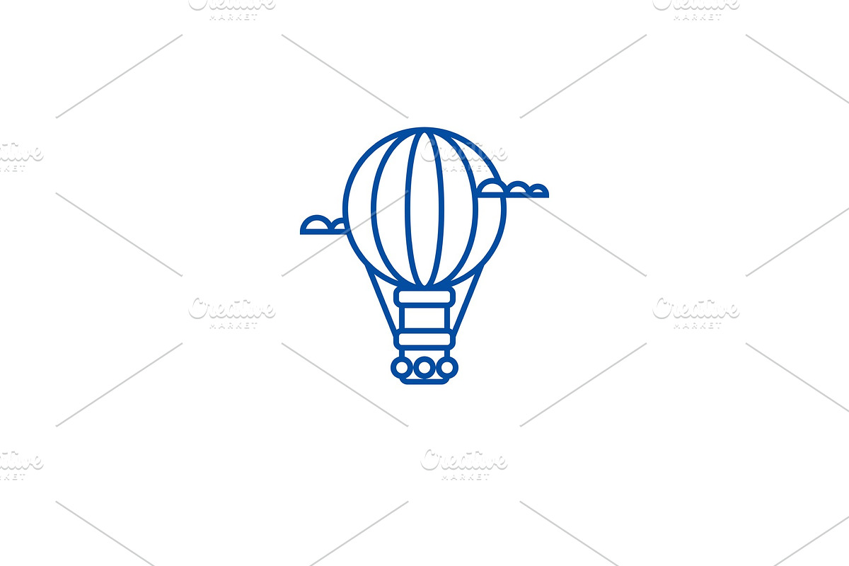 Air balloon,aerostat line icon in Illustrations - product preview 8