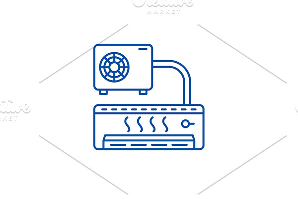 Air conditioner line icon concept