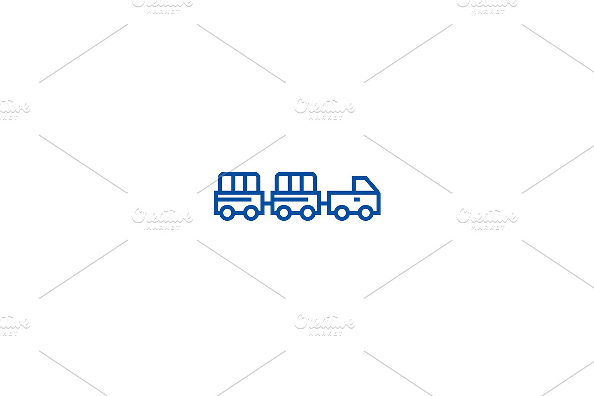 Airoport baggage trailer line icon in Illustrations - product preview 8