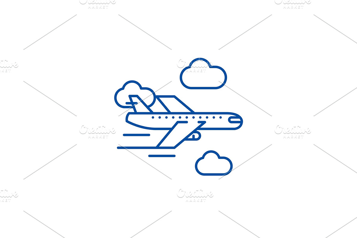 Airplane line icon concept. Airplane in Illustrations - product preview 8