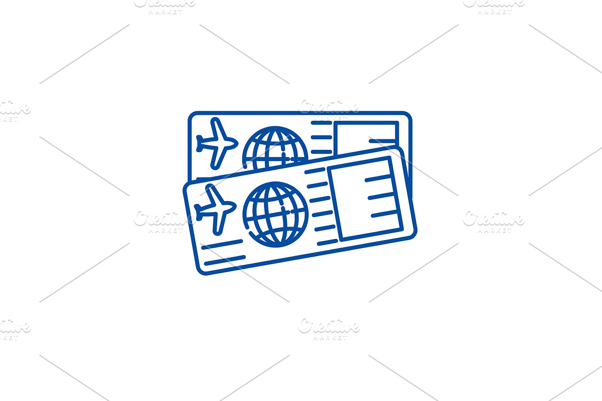 Airplane tickets line icon concept in Illustrations - product preview 8