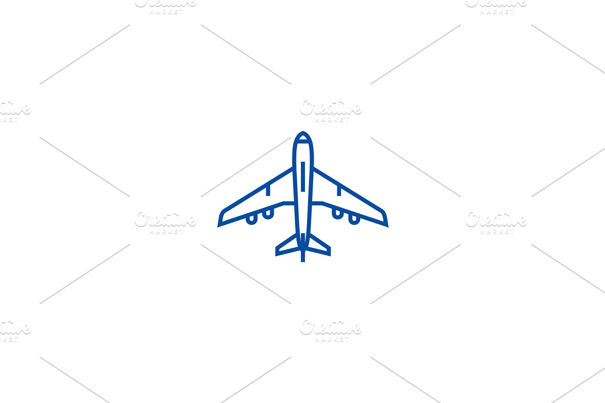 Airplane top view line icon concept in Illustrations - product preview 8
