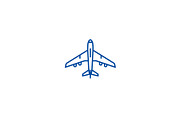 Airplane top view line icon concept