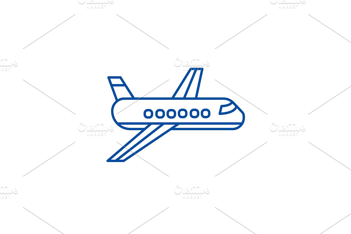 Airplane,plane line icon concept in Illustrations - product preview 8