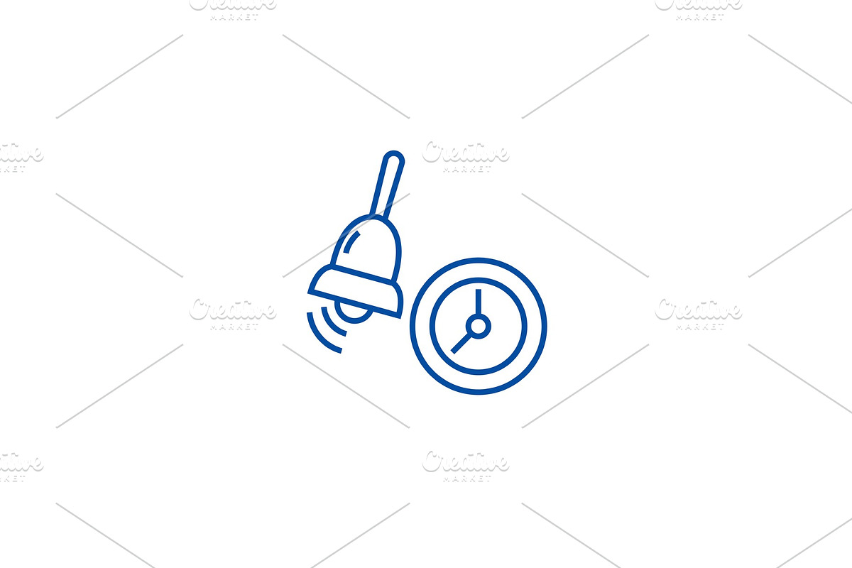 Alarm,school bell line icon concept in Illustrations - product preview 8