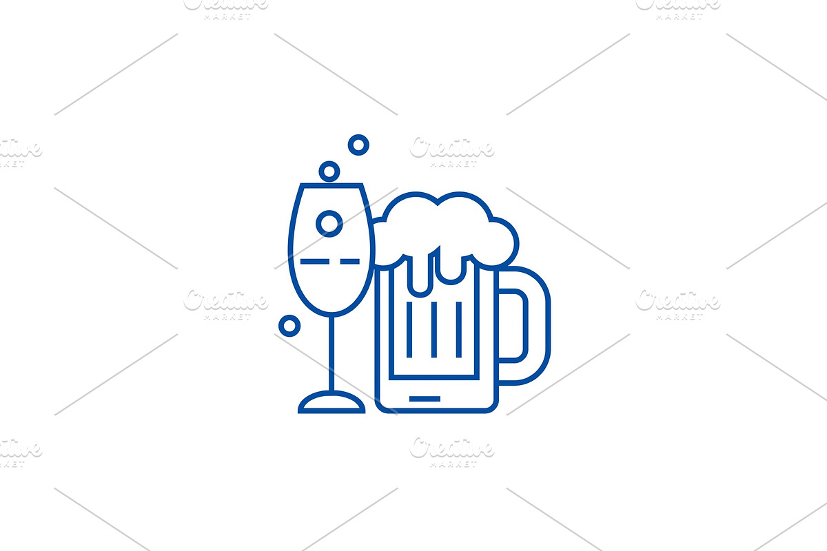 Alcoholic drinks line icon concept in Illustrations - product preview 8