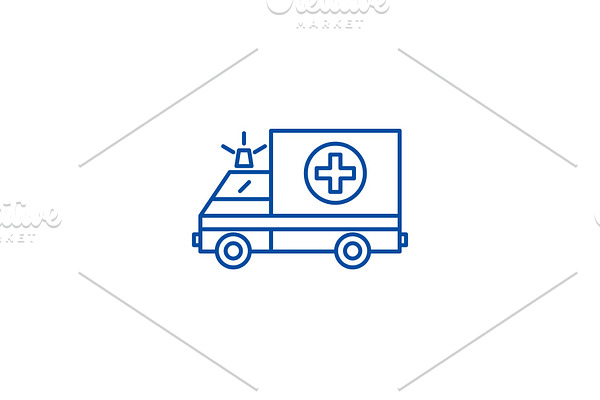 Ambulance line icon concept