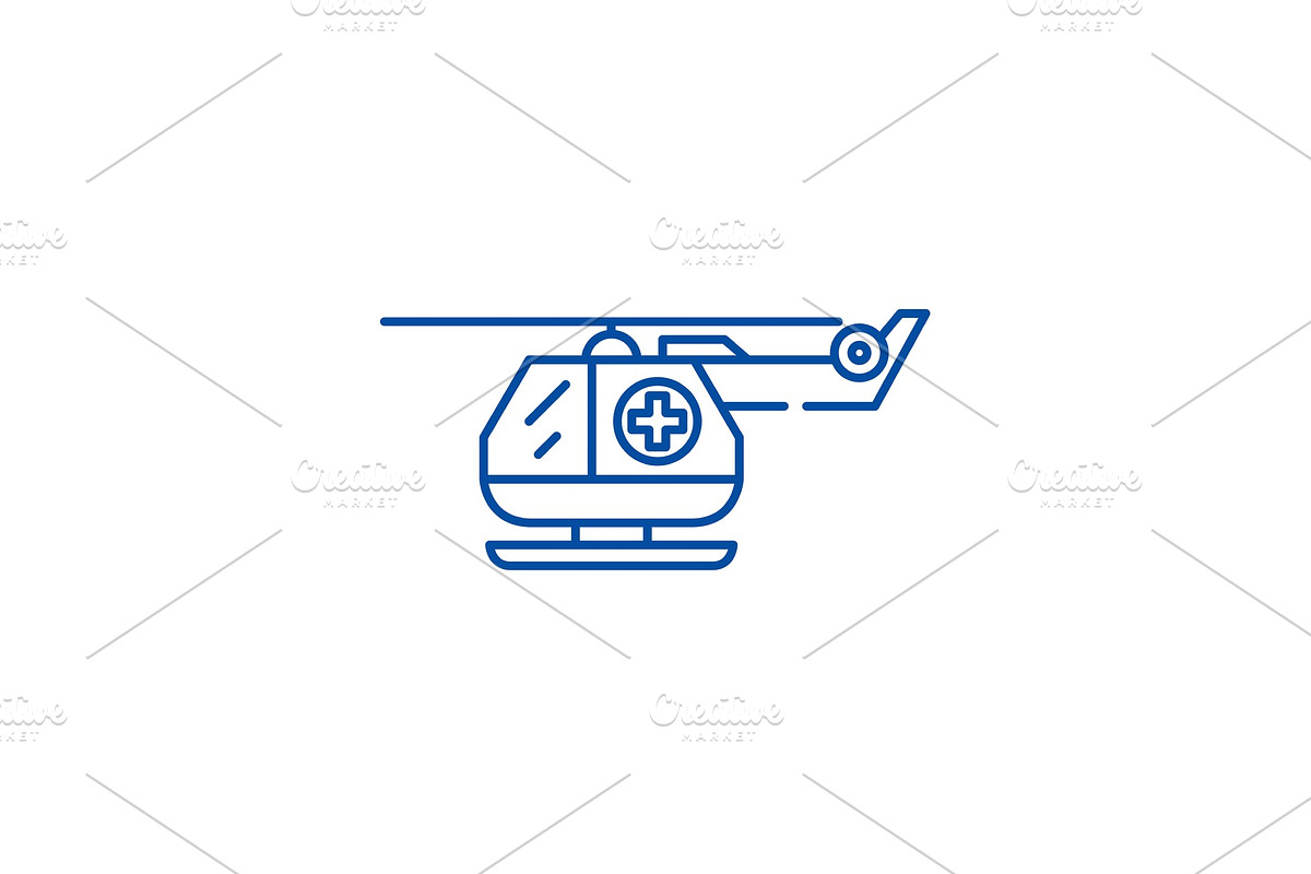 Ambulance helicopter line icon in Objects - product preview 8
