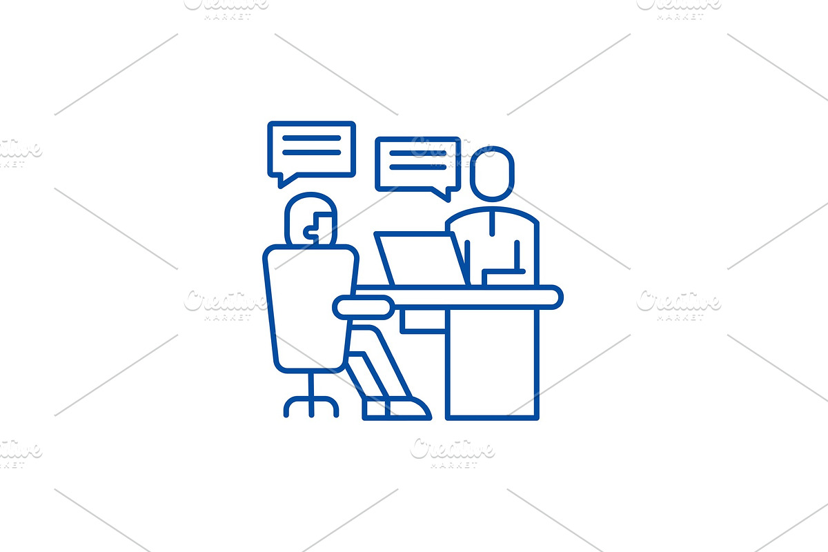 Analytics department line icon in Illustrations - product preview 8