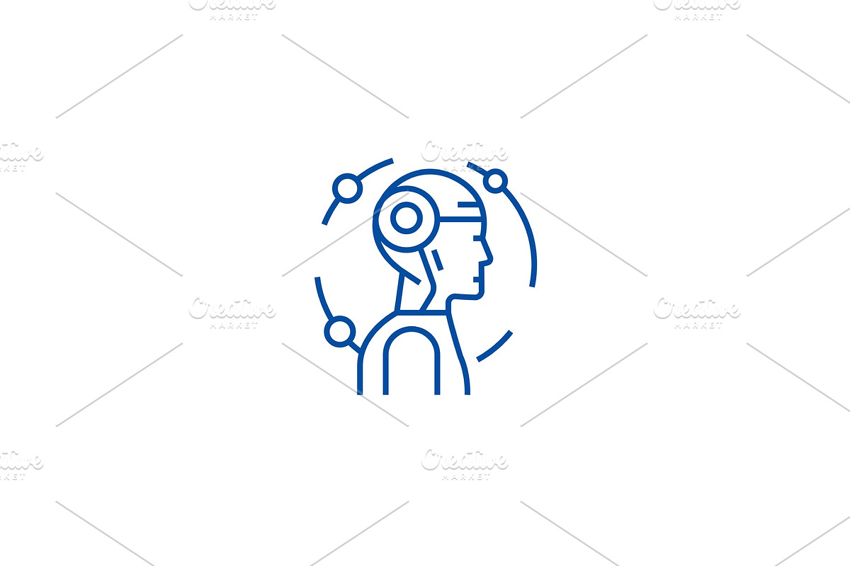 Android, robot line icon concept in Illustrations - product preview 8