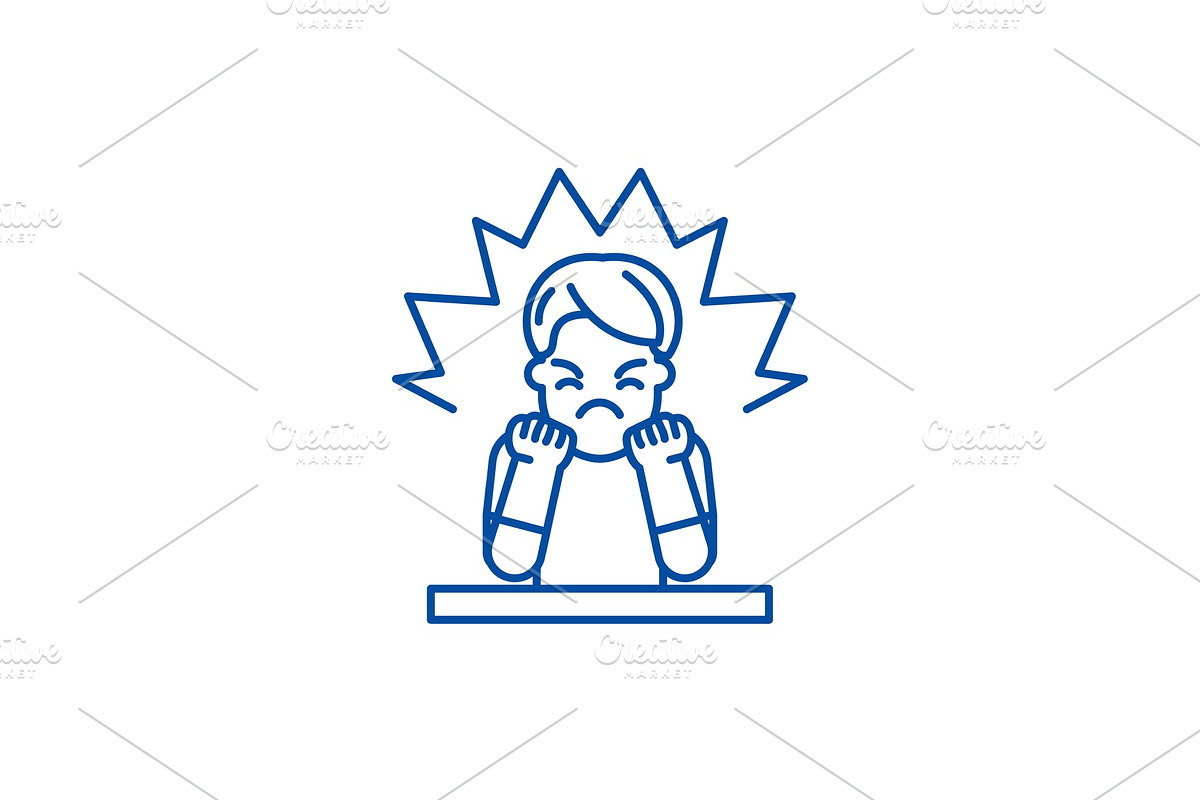 Anger line icon concept. Anger flat in Illustrations - product preview 8