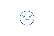 Angry emoji line icon concept. Angry