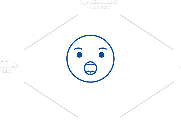 Anguished emoji line icon concept