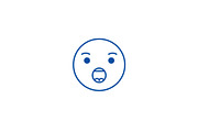 Anguished emoji line icon concept