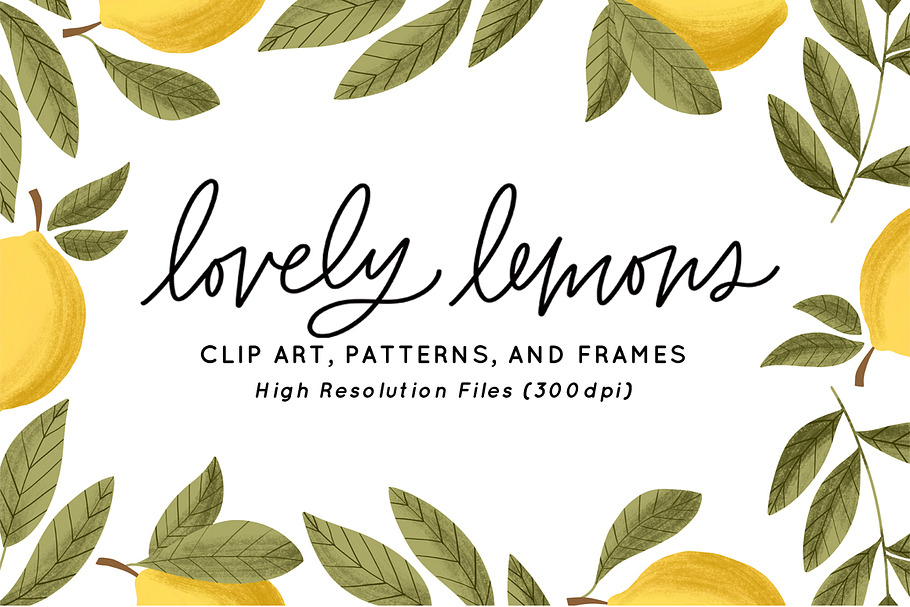 Lovely Lemons Clip Art + Patterns in Illustrations - product preview 8