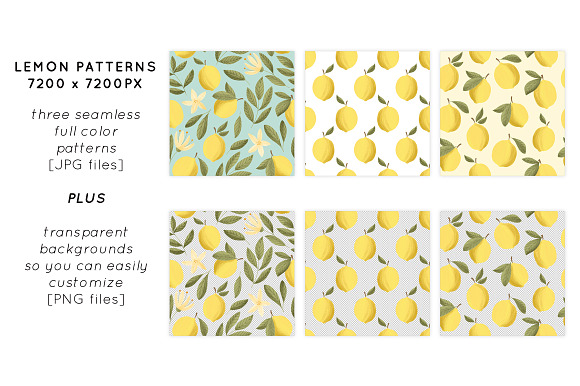Lovely Lemons Clip Art + Patterns in Illustrations - product preview 1
