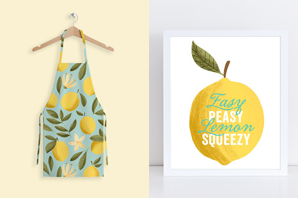 Lovely Lemons Clip Art + Patterns in Illustrations - product preview 3