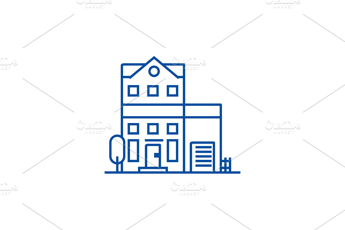 Apartment building line icon concept in Illustrations - product preview 8