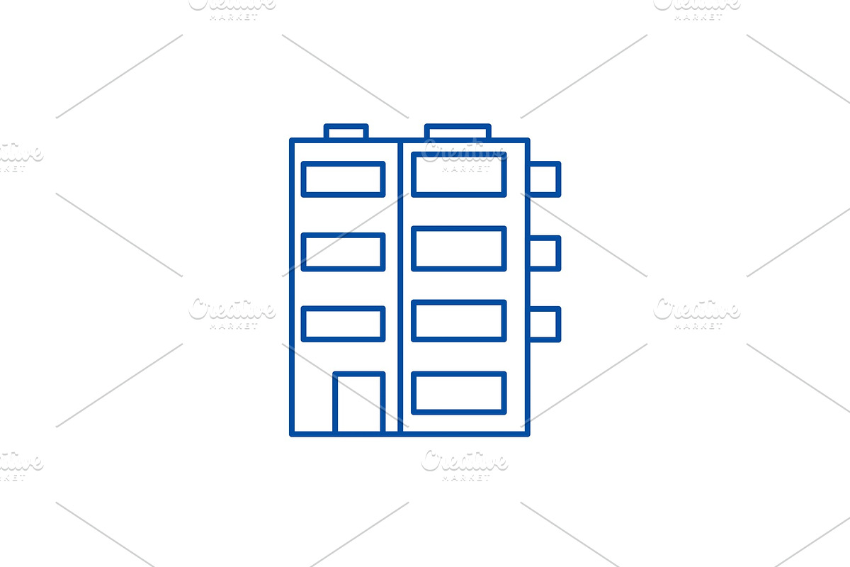 Apartment building line icon concept in Illustrations - product preview 8