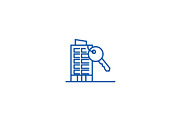 Apartment house with key line icon