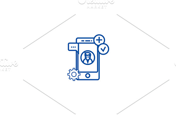 App development line icon concept