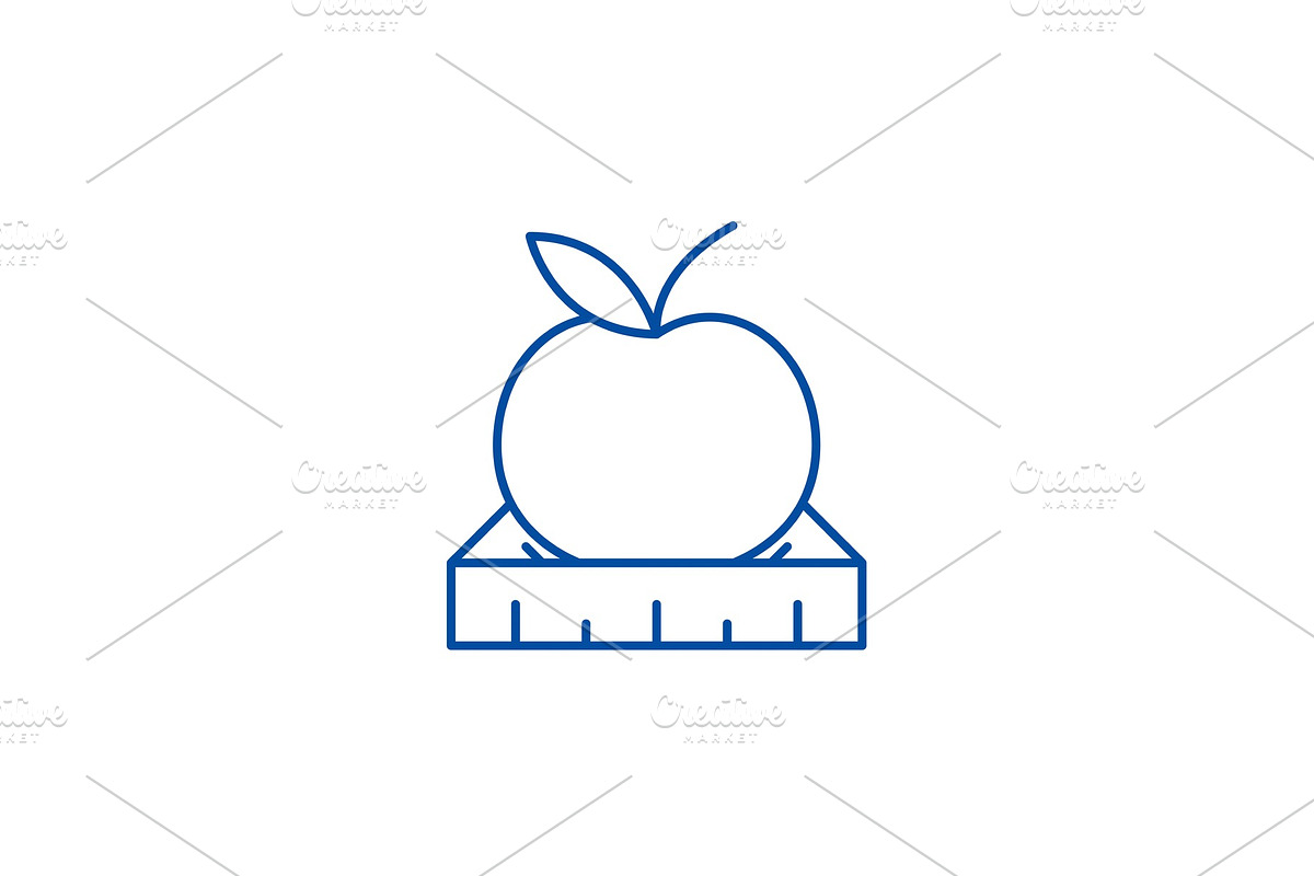 Apple with a ruler line icon concept in Illustrations - product preview 8