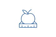 Apple with a ruler line icon concept
