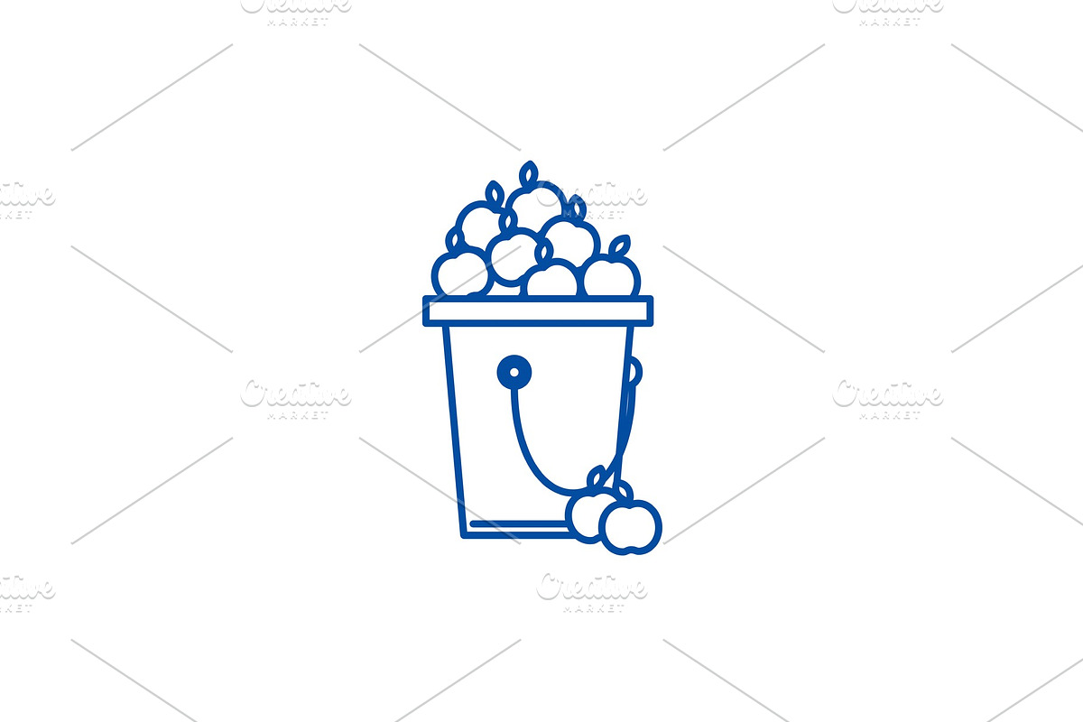 Apple, fruit harvest line icon in Illustrations - product preview 8