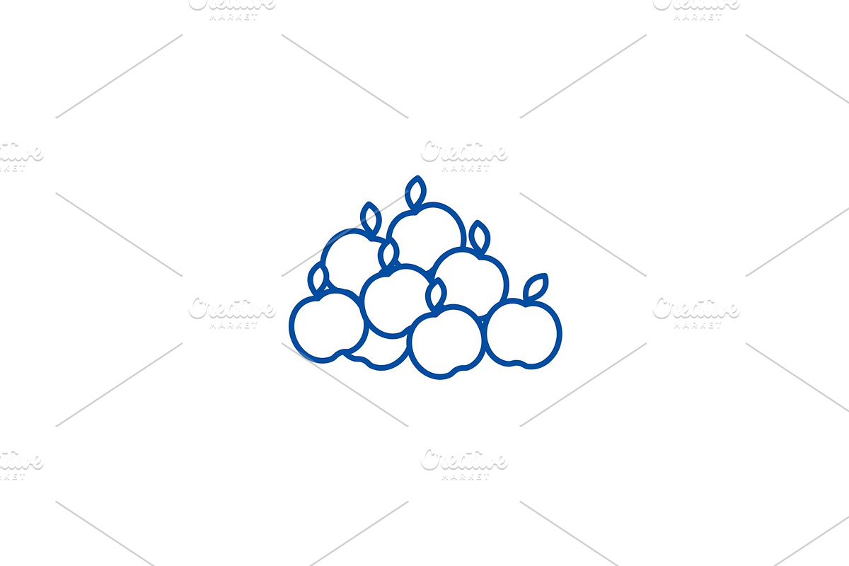 Apples line icon concept. Apples in Illustrations - product preview 8