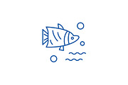 Aquarium fish line icon concept