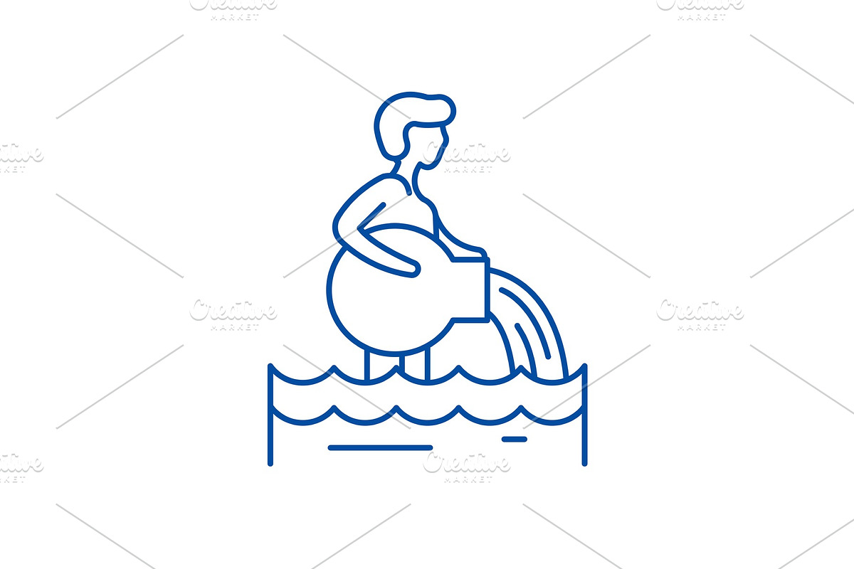 Aquarius zodiac sign line icon in Illustrations - product preview 8