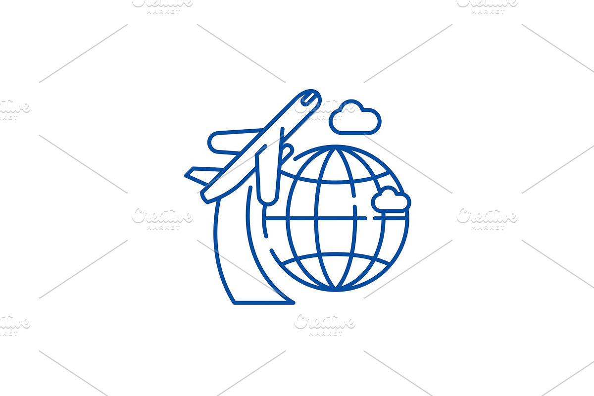 Around the world line icon concept in Illustrations - product preview 8