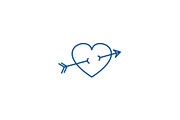 Arrow in heart line icon concept