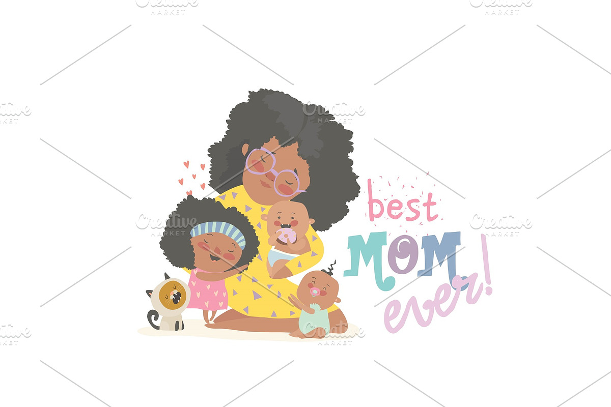 Happy african-american woman sitting in Illustrations - product preview 8